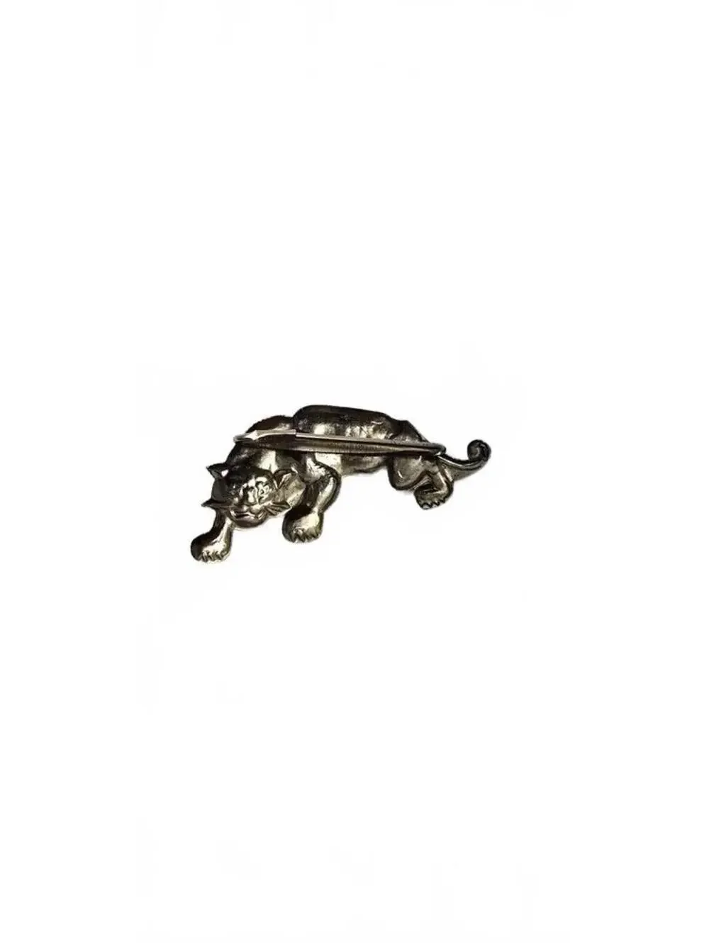 Vintage Silver Tone Panther Brooch Pin